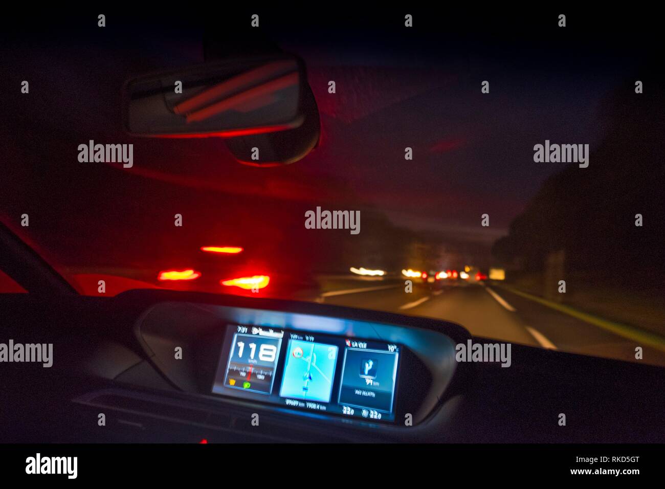 Driving by night. Stock Photo