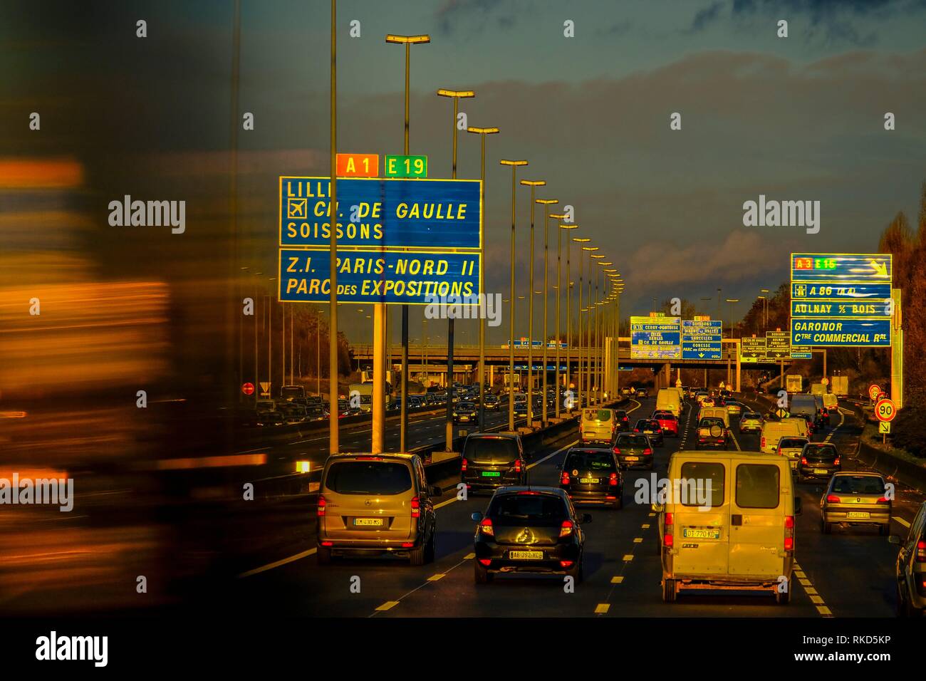 France, Paris, heavy traffic in the afternoon around Paris Stock Photo