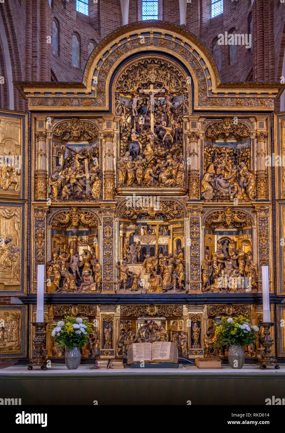 Denmark, Roskilde, main altar in the cathedrale (''Domkirke''). Stock Photo