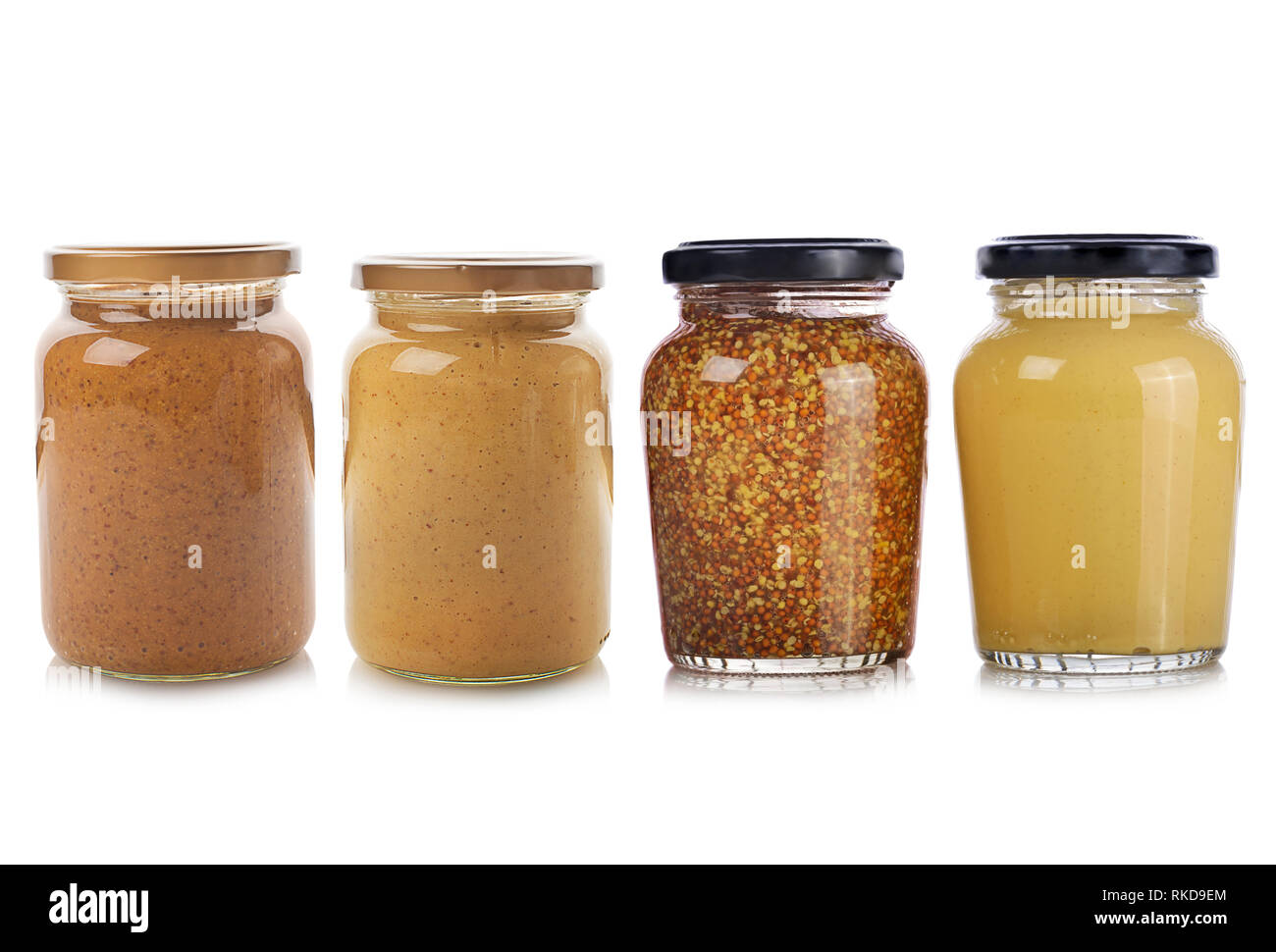 Bottles of Mustard isolated on white background.Yellow mustard,whole