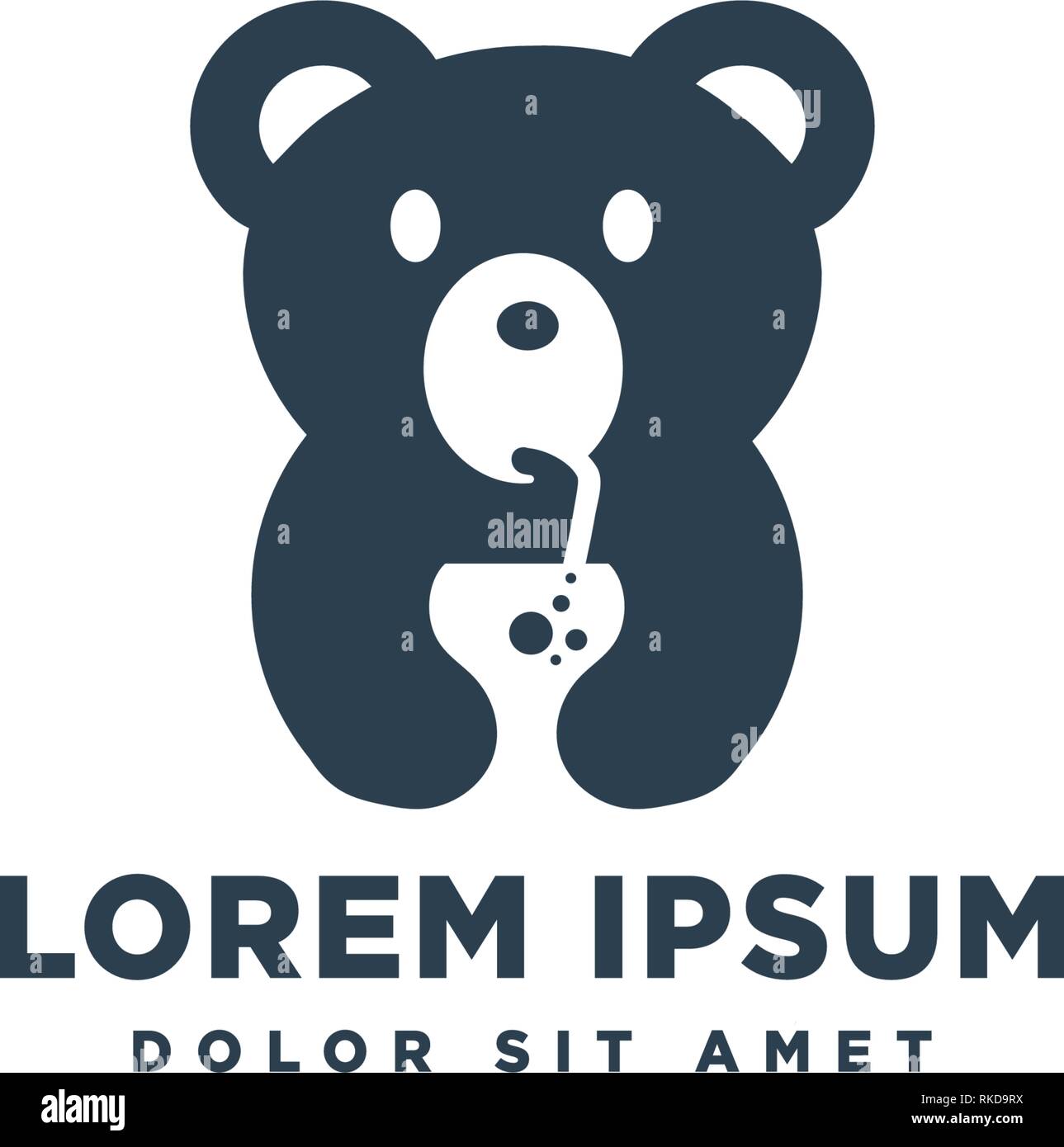 bear drinking juice logo template vector illustration icon element - vector Stock Vector
