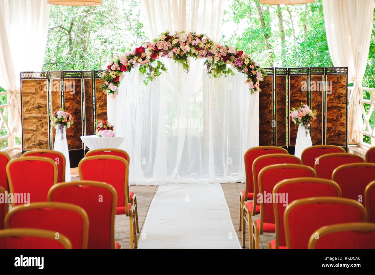 Wedding decorations at ceremony, beautiful decor, wedding arch Stock ...