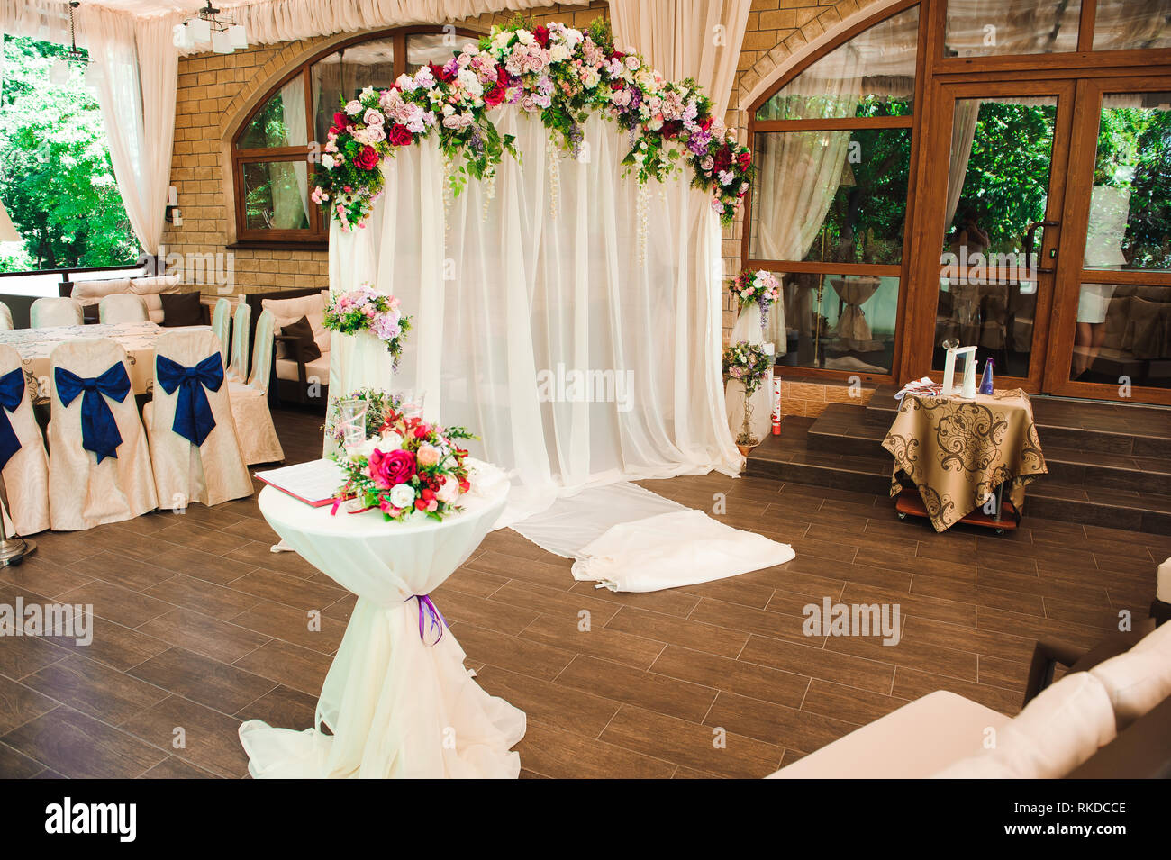 Wedding decorations at ceremony, beautiful decor, wedding arch Stock ...