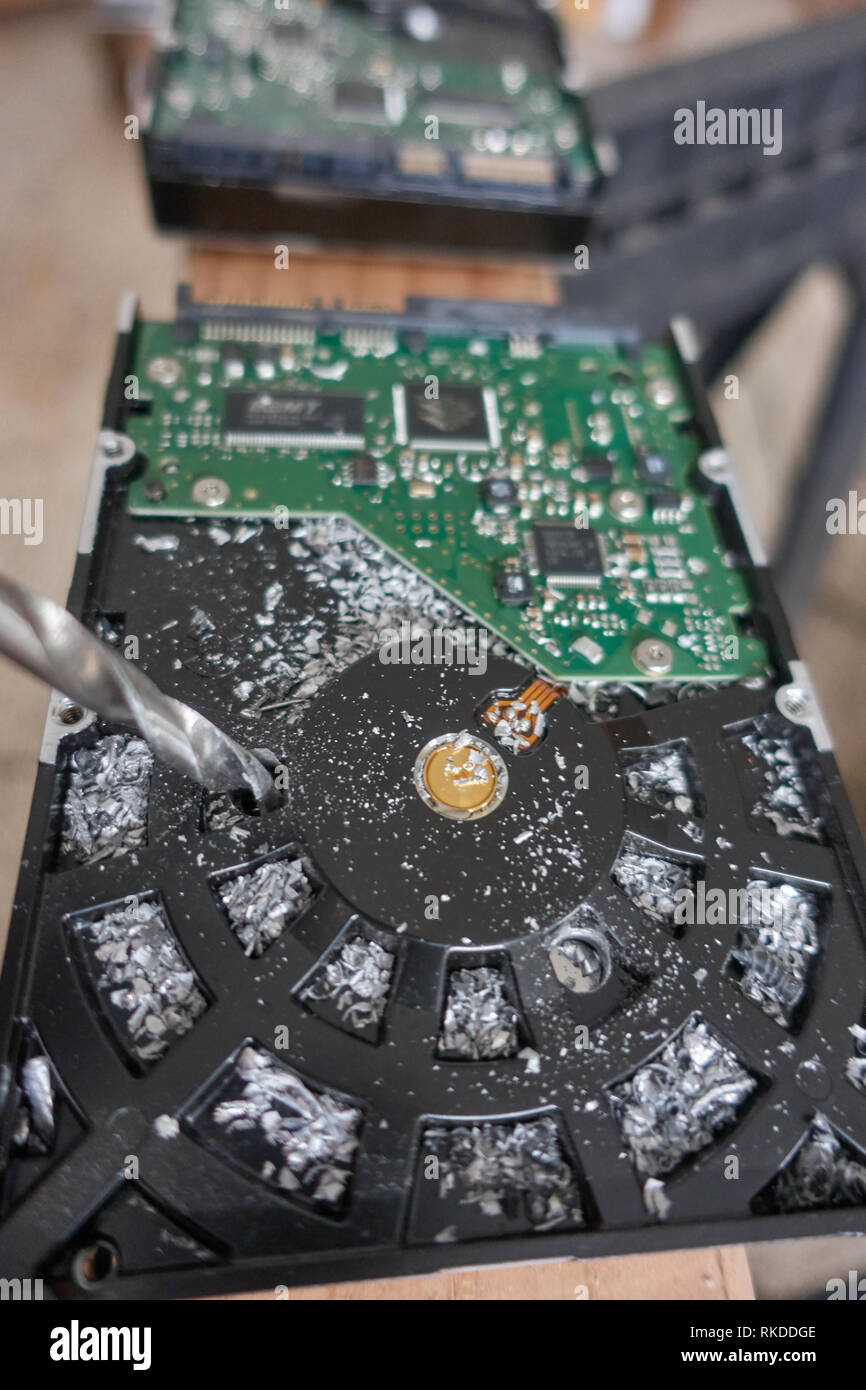 Using drill to disable a hard drive Stock Photo Alamy