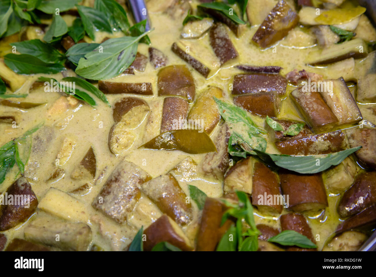 Thai green curry or kaeng khiao wan is a traditional food dish in Thailand. Stock Photo