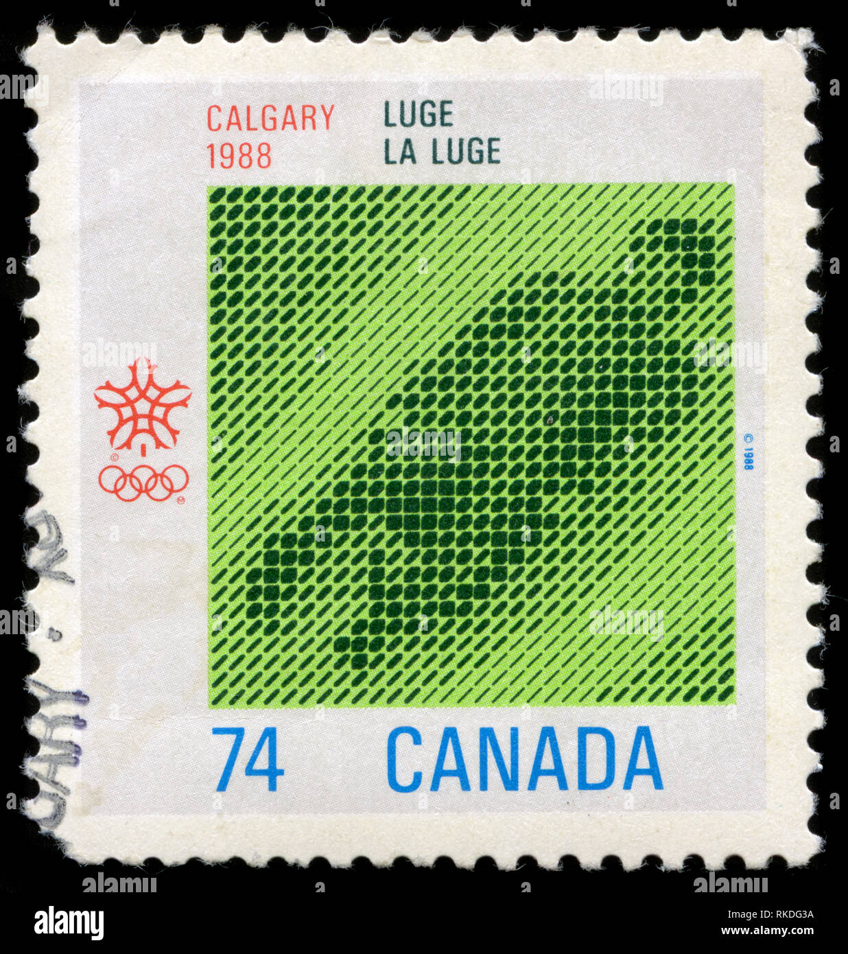Postage stamp from Canada in the Winter Olympic Games, Calgary (5th issue) series issued in 1988 Stock Photo