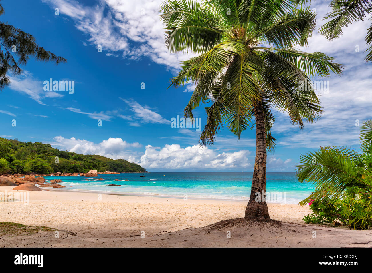 Paradise Anse Lazio Beach on Praslin island, Seychelles. Stock Photo