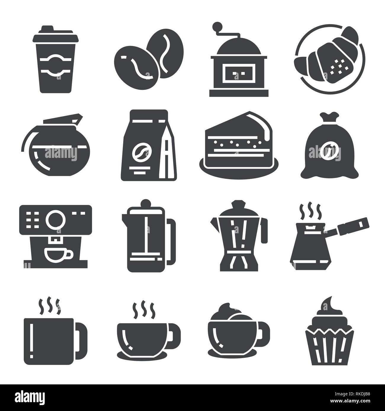 Coffee, coffee house, coffee shop elements - minimal web icon set. Stock Vector