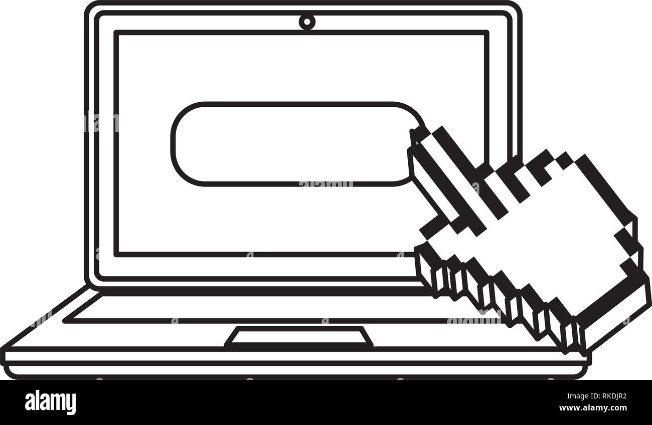 laptop with hand cursor vector illustration design Stock Vector Image ...