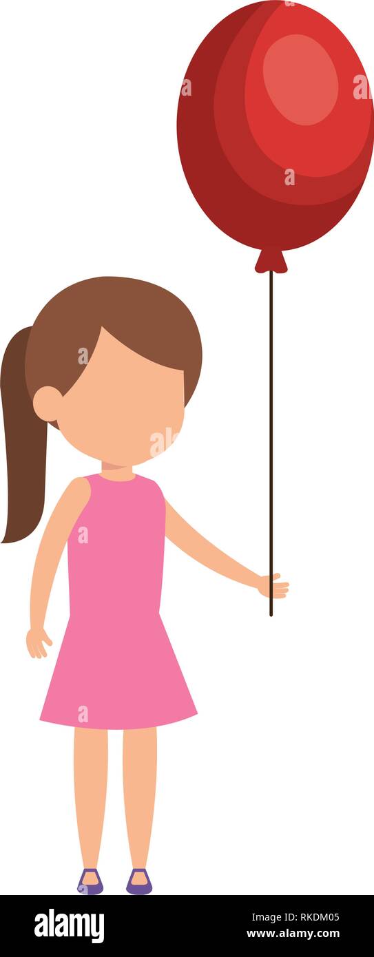 beautiful little girl with balloons helium vector illustration design ...