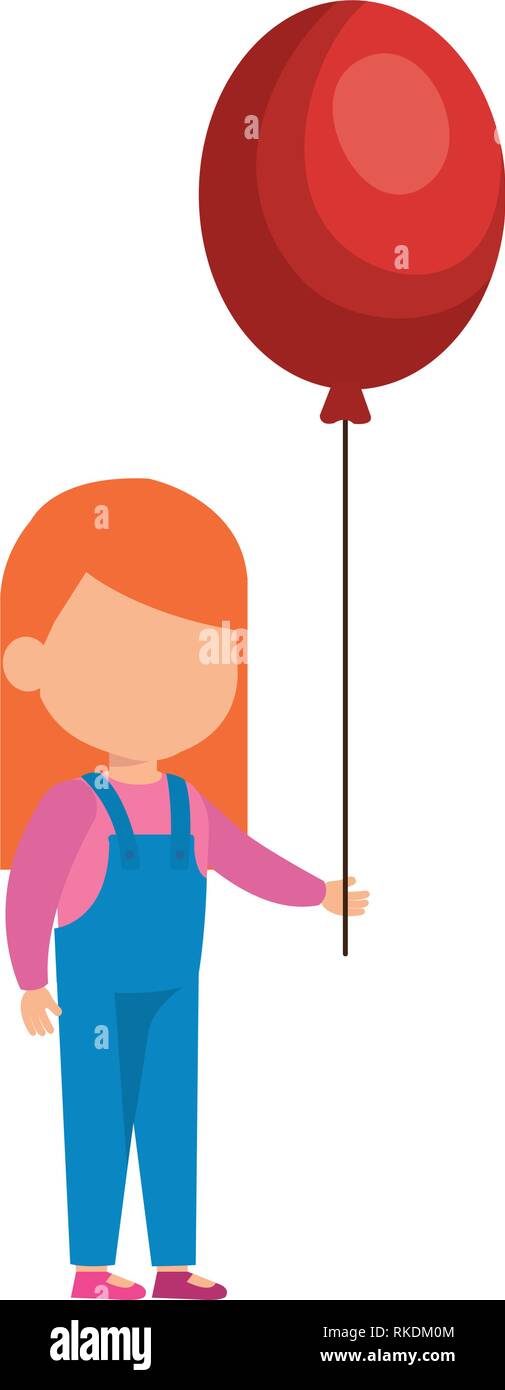 beautiful little girl with balloons helium vector illustration design ...