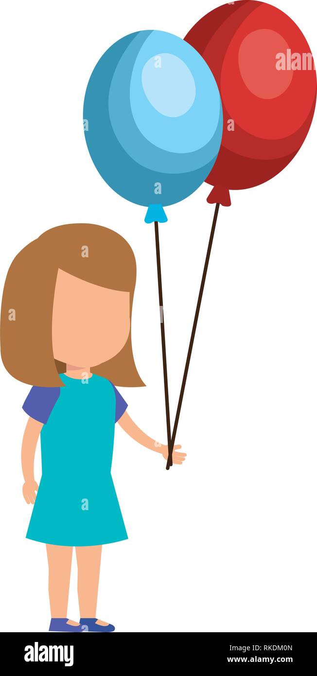 beautiful little girl with balloons helium vector illustration design Stock Vector Image & Art