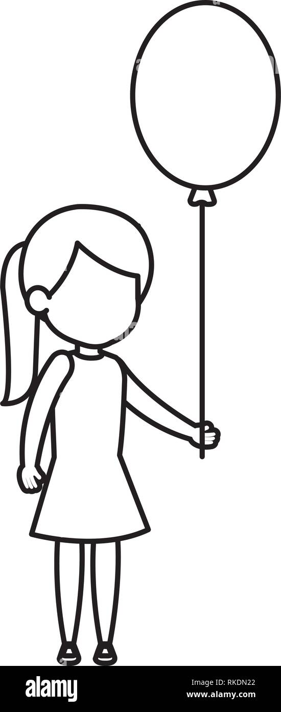 beautiful little girl with balloons helium vector illustration design ...