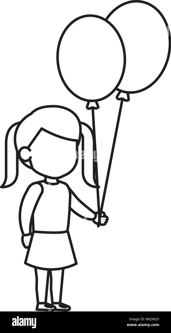 beautiful little girl with balloons helium vector illustration design ...