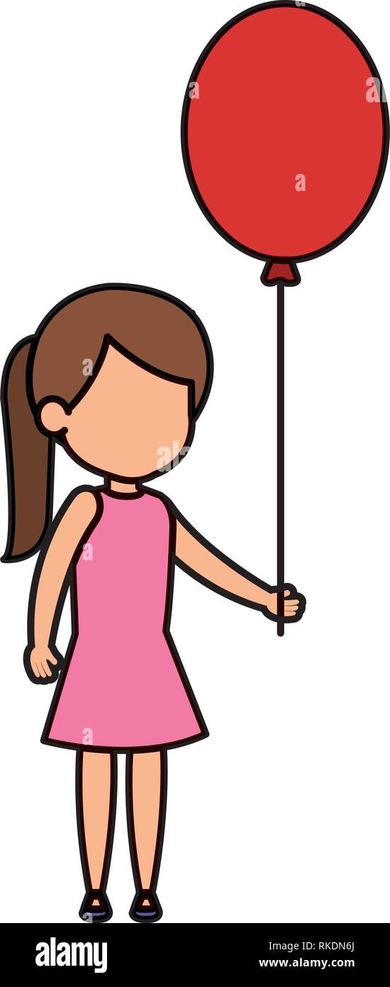 beautiful little girl with balloons helium vector illustration design Stock Vector Image & Art