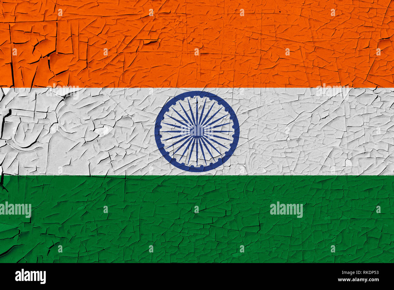 India painted flag. Patriotic old grunge background. National flag of India Stock Photo