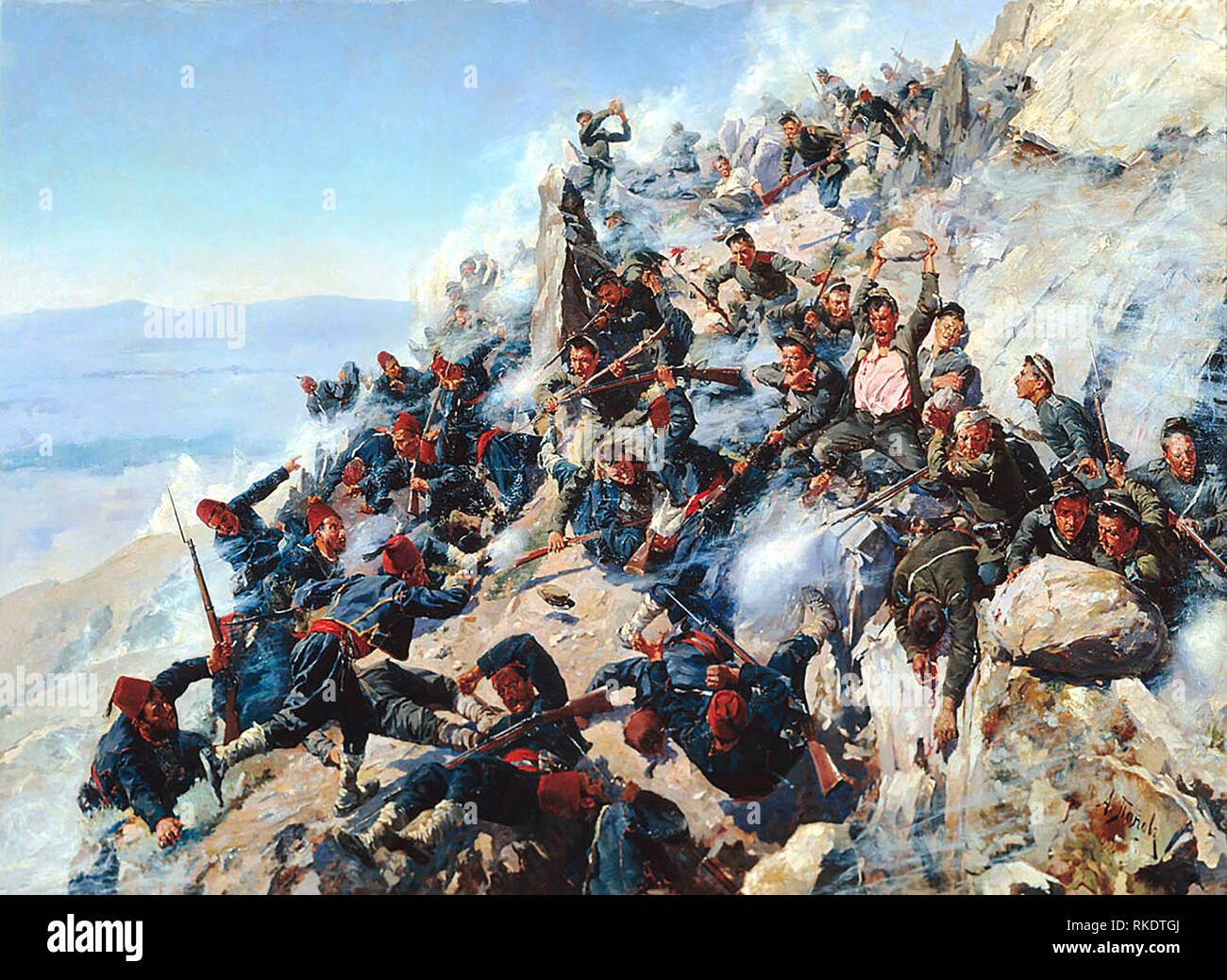 The Battle of Shipka Pass in August 1877, during the Russo-Turkish War (1877-1878). Stock Photo