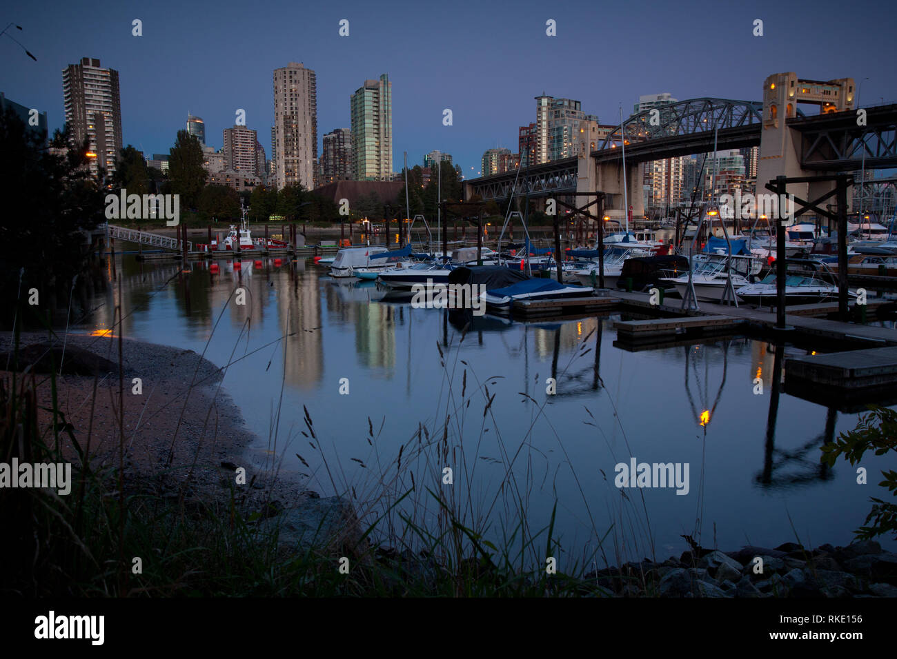 Burrard street bridge false creek vancouver british columbia canada hi ...