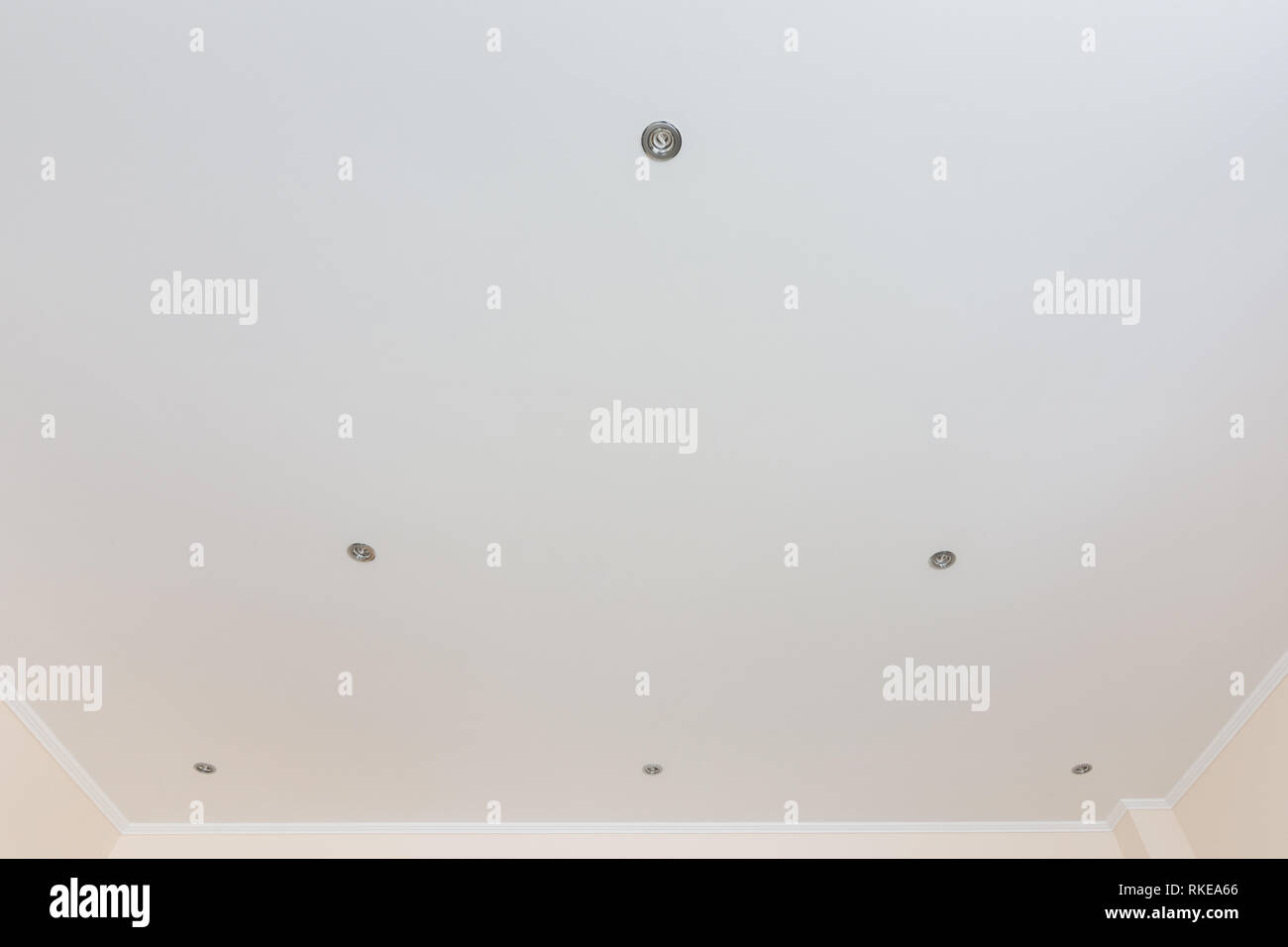 Suspended Ceiling Plasterboard With Built In Lights Stock