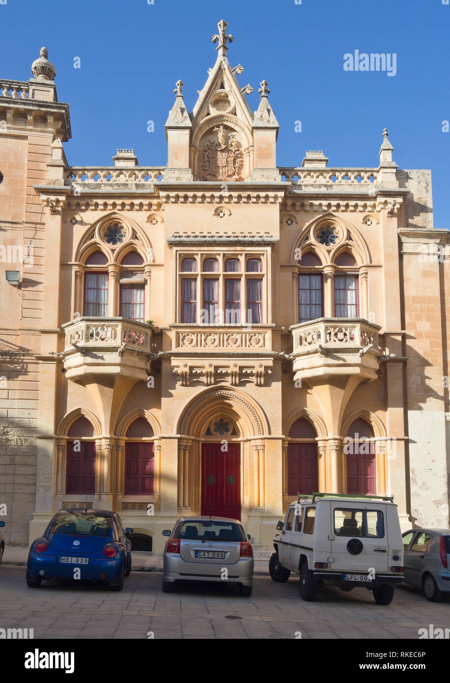 Buildings in the walled city of Mdina, the former capital of Malta Stock Photo