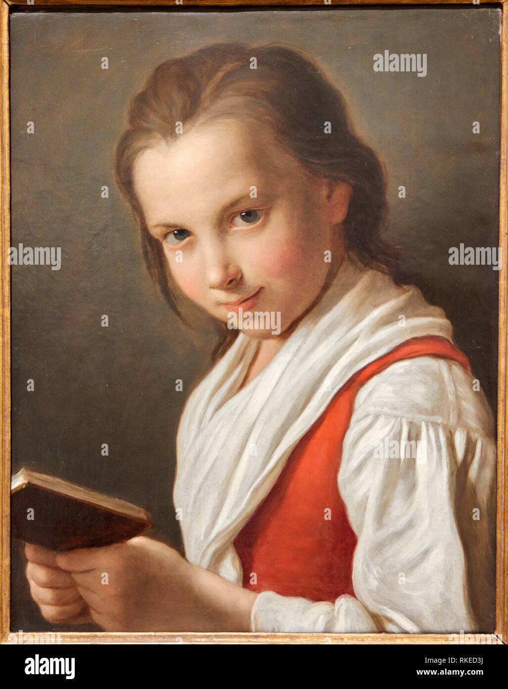 Pietro Antonio Rotari, Portrait de une petite fille avec un livre, 1762, Alicia Koplowitz Collection, Museo de Bellas Artes, Fine Arts Museum, Stock Photo