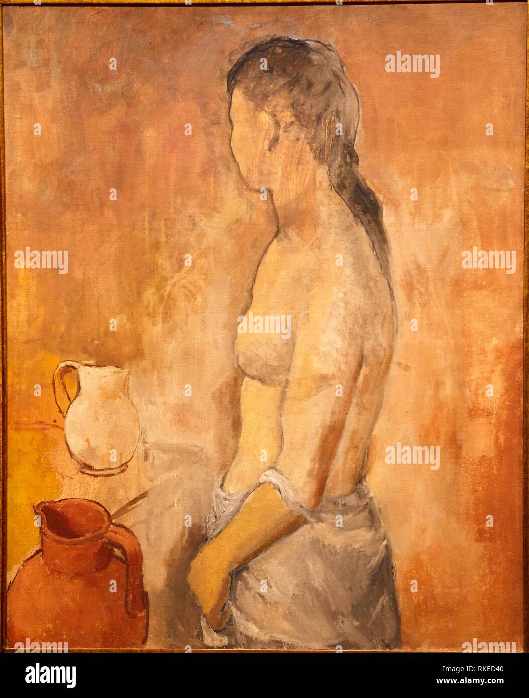 Pablo Picasso, Demi-nu à la cruche (Desnudo de medio cuerpo con cántaro), 1906, Alicia Koplowitz Collection, Museo de Bellas Artes, Fine Arts Museum, Stock Photo