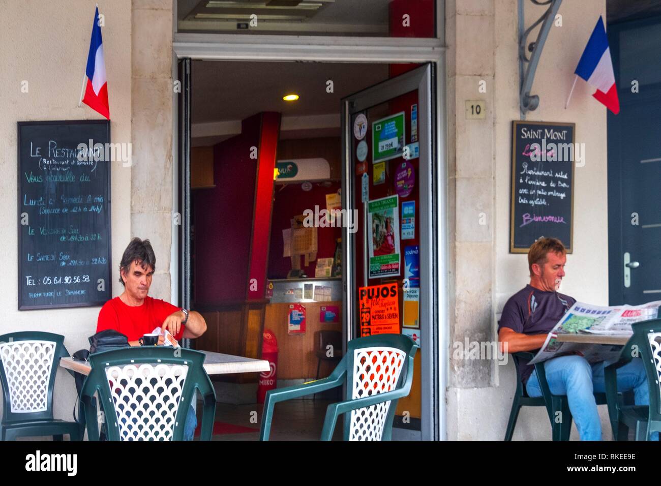 France, Occitanie, Haute Garonne, Café at Salies du Salat. Stock Photo