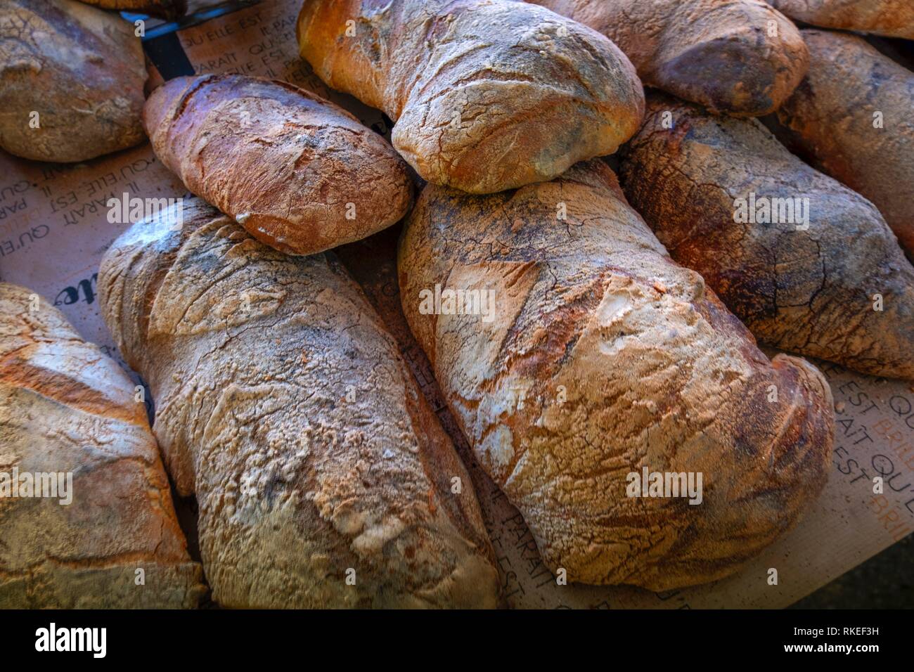 France, Auvergne, Cantal, Food: ''Pain de campagne'' (countryside bread). Stock Photo