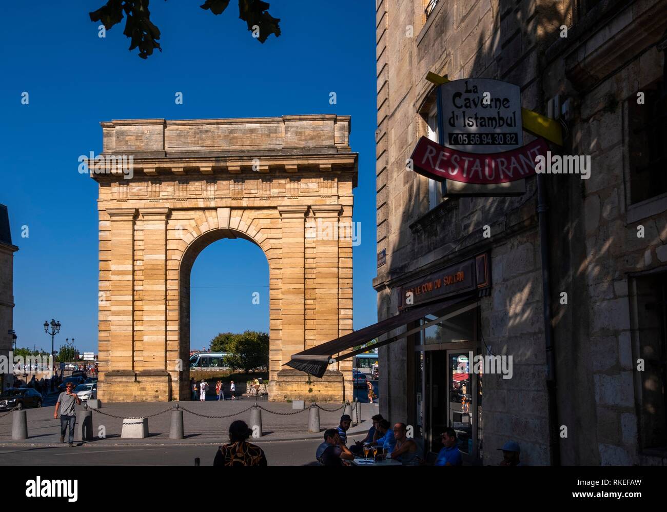 France, Nouvelle Aquitaine, Gironde, ''Porte de Bourgogne'' gate, at Bordeaux. Stock Photo