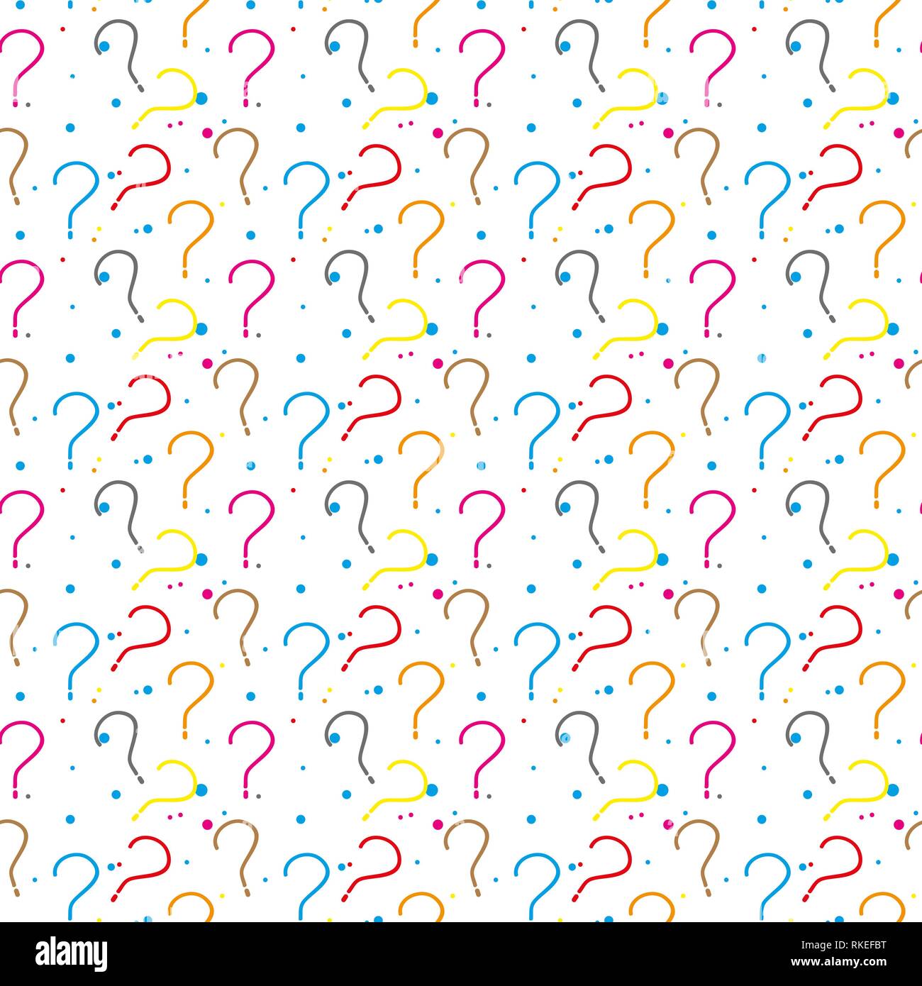 Seamless pattern with question marks in sketch style. Simply endless