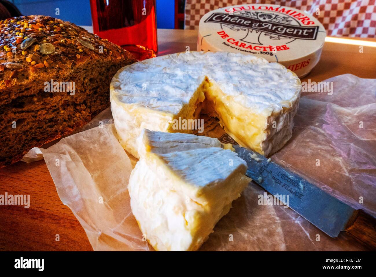 France. Food. Cheese: the famed ''Coulommiers''. Stock Photo