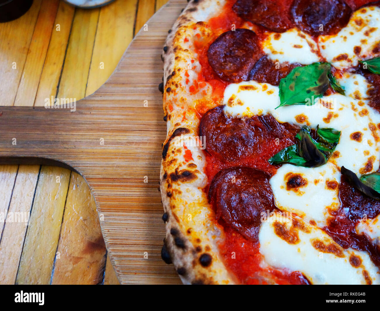 gourmet sour dough Pepperoni Pizza Stock Photo Alamy