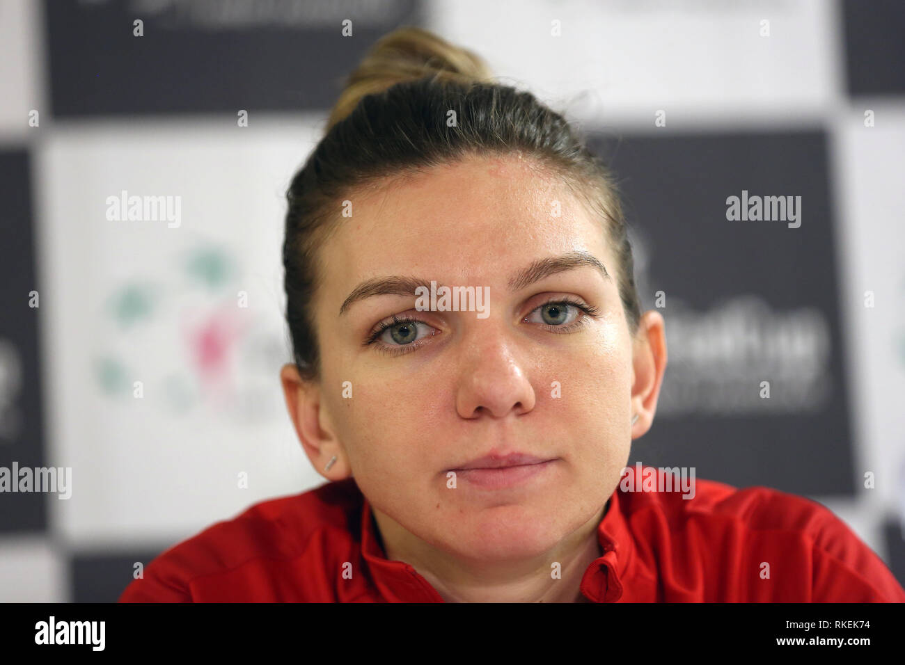 Ostrava, Czech Republic. 09th Feb, 2019. Romanian tennis player Simona Halep  attends a press conference after end of the Fed Cup, World Group, 1st  Round, match between Czech Republic and Romania, in