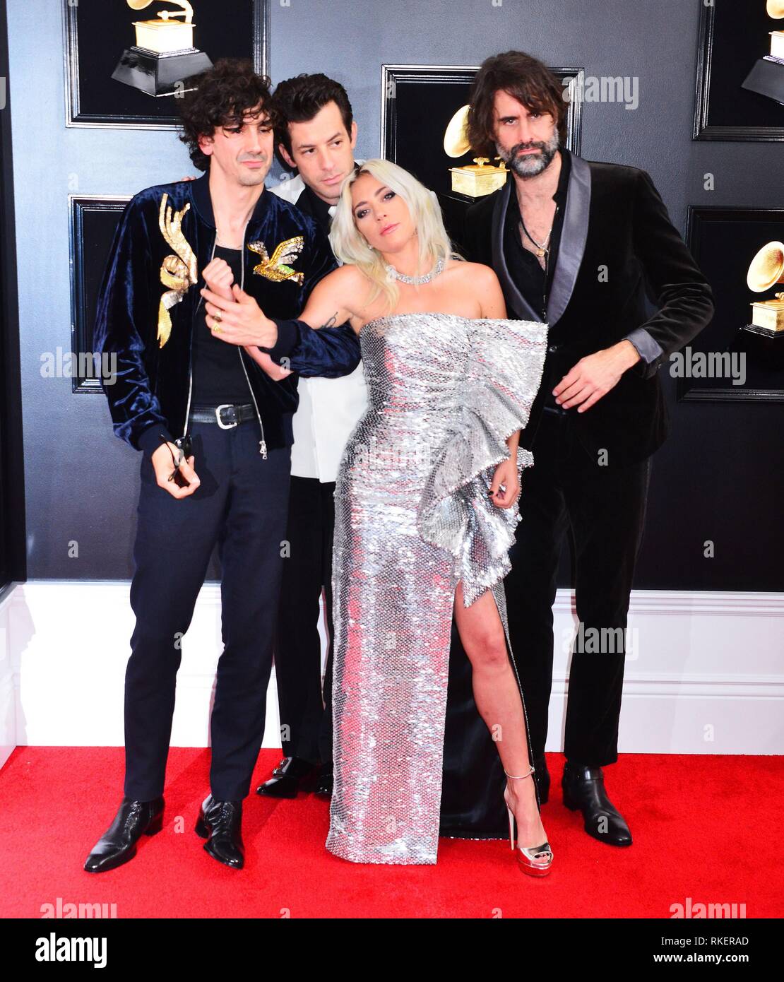 Anthony Rossomando, Lady Gaga, Andrew Wyatt, Mark Ronson at arrivals for  61st Annual Grammy Awards - Arrivals, Staples Center, Los Angeles, CA  February 10, 2019. Photo By: Tsuni/Everett Collection Stock Photo - Alamy