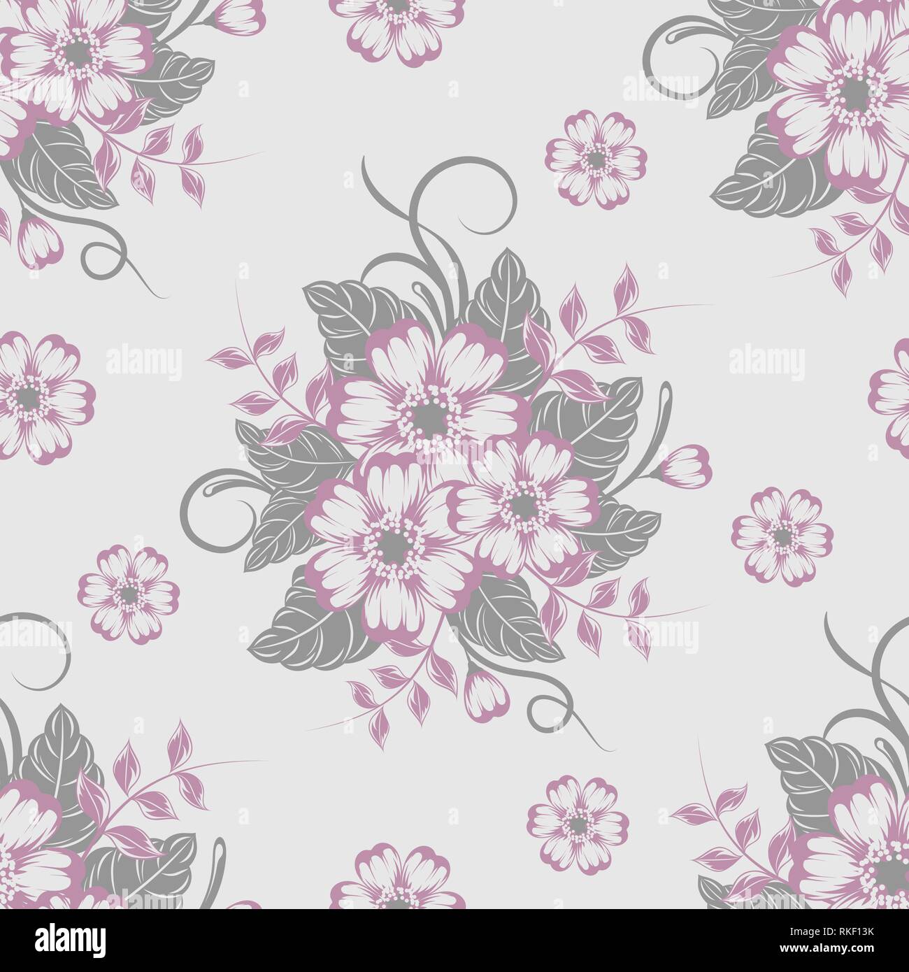 Seamless pattern with beautiful flowers. Vector illustration Stock ...