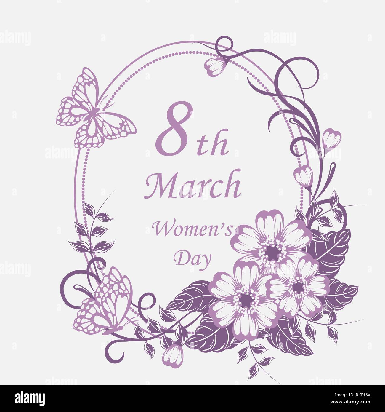 Womens day greeting card with beautiful flowers on white background ...