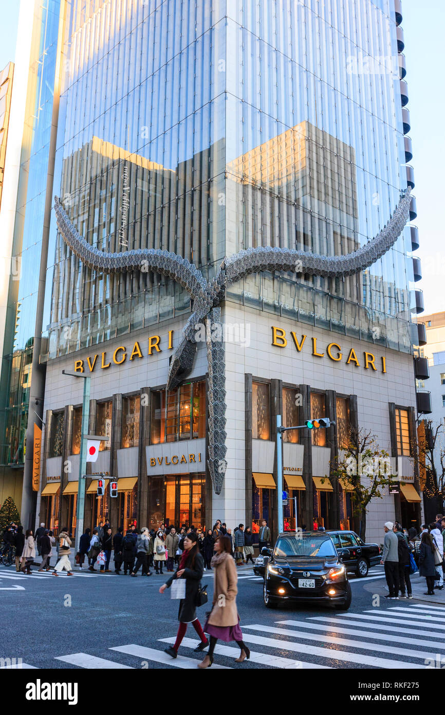 Tokyo The Ginza Golden Hour Christmas The Bvlgari Building With 