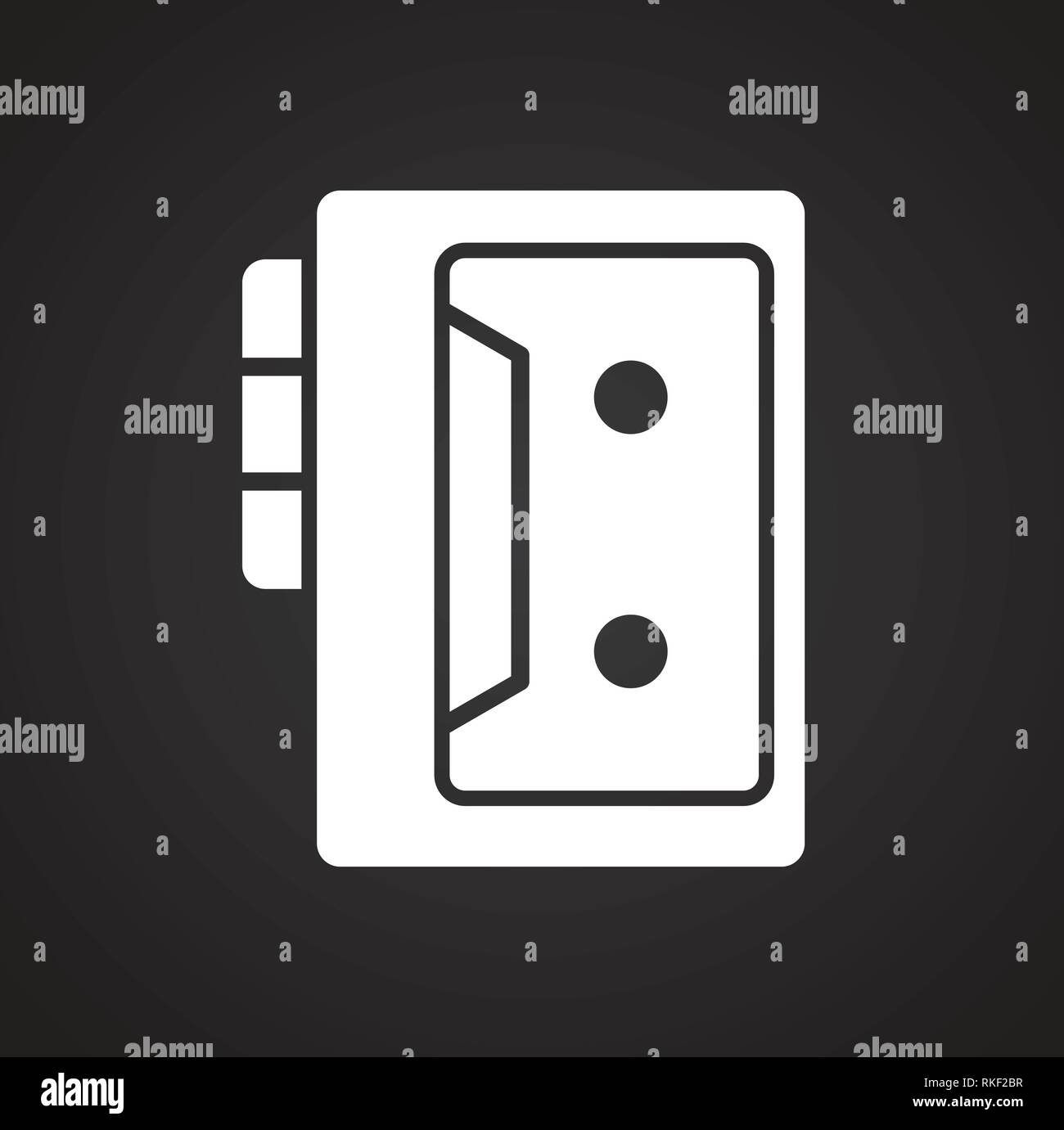 Cassette player icon on black background for graphic and web design, Modern simple vector sign. Internet concept. Trendy symbol for website design web button or mobile app. Stock Vector