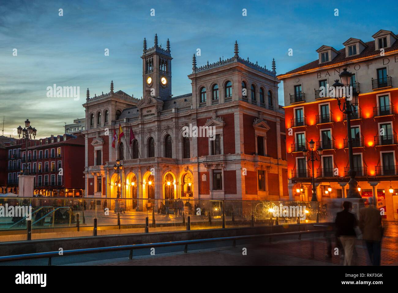 Town Hall at Plaza Mayor Square, Valladolid, Castilla y Leon, Spain Stock Photo