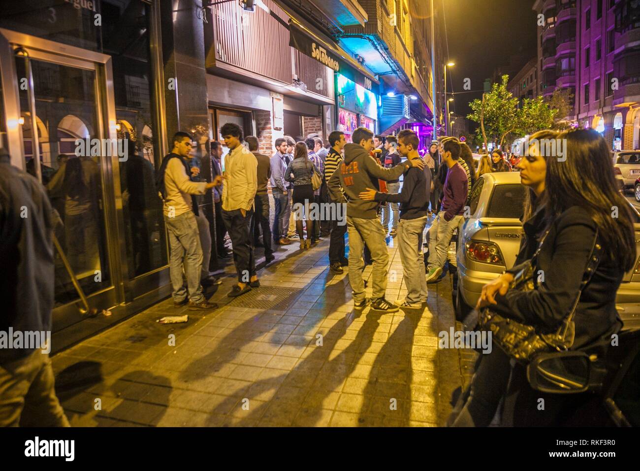 Sotabanco Pub, Night Life in Sant Miguel, Valladolid, Castilla y LEon,  Spain Stock Photo - Alamy