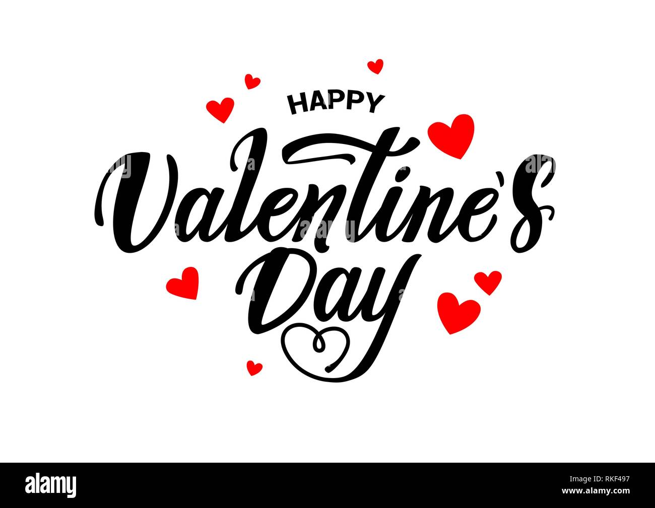 Happy Valentines Day handwritten lettering. Holiday inscription isolated on white Stock Vector
