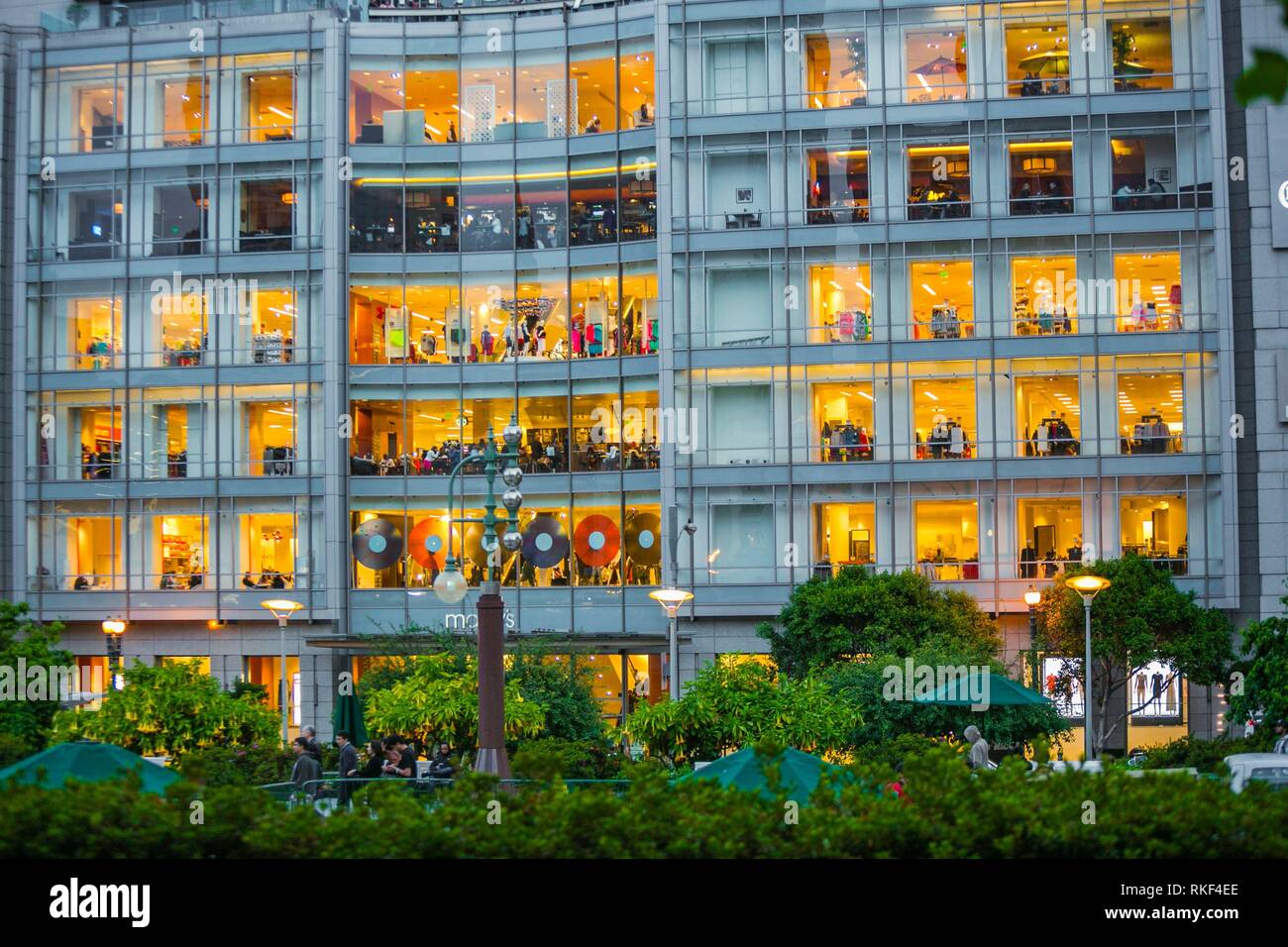 O'Farrell street around Union Square. San Francisco. California, USA Stock Photo