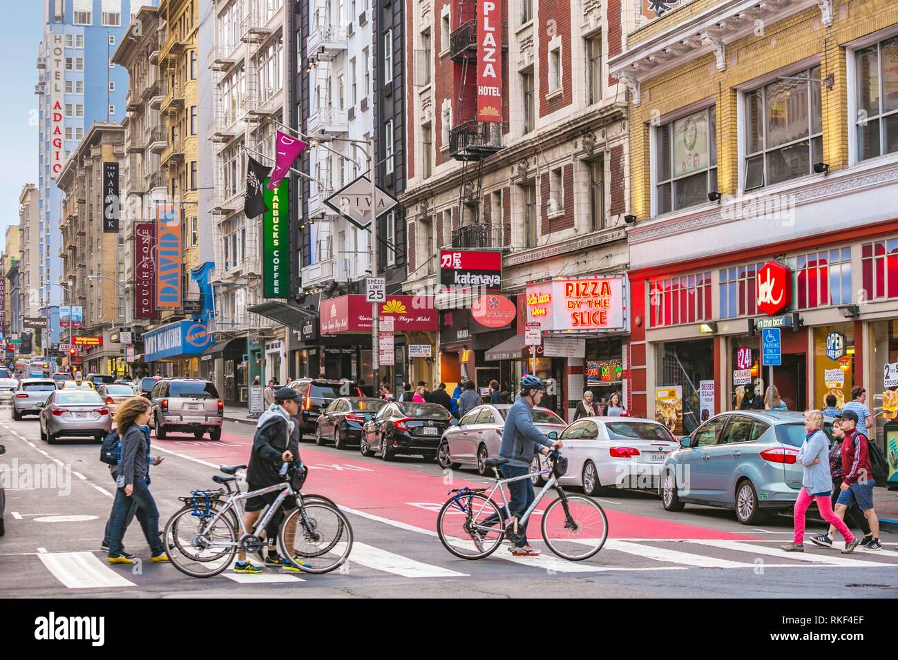 Geary street around Union Square. San Francisco. California, USA Stock