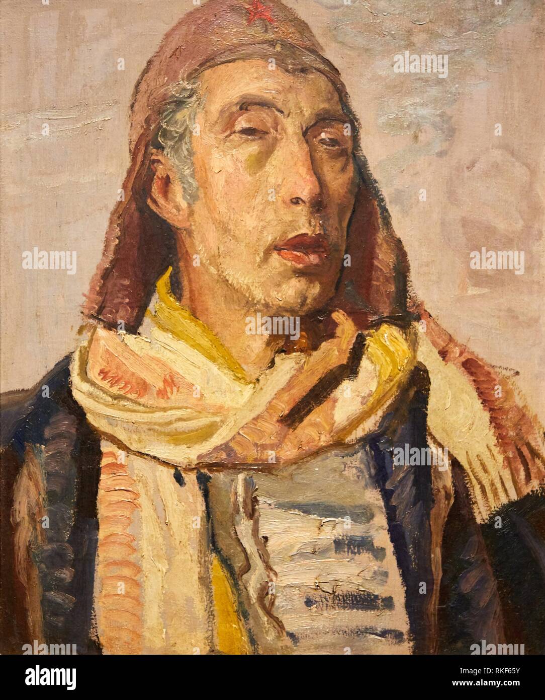 '''Self-portrait as a Soldier in the People's Army'', c.1938, Pere Daura, National Museum of Catalan Art, Museu Nacional d Art de Catalunya, MNAC, Stock Photo