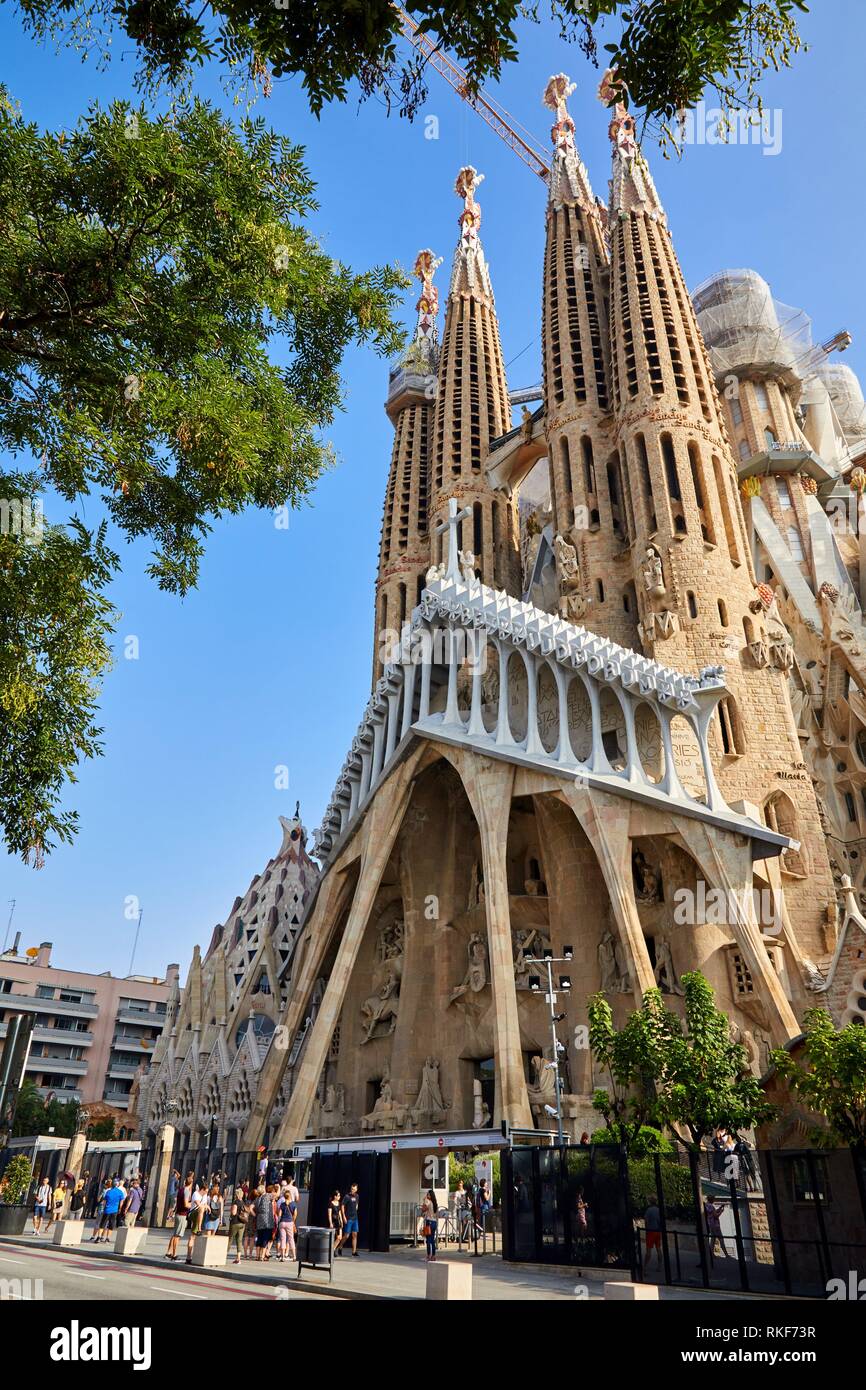 La Sagrada Familia Church, by the architect Antoni Gaudi, Barcelona, Catalunya, Spain, Europe Stock Photo