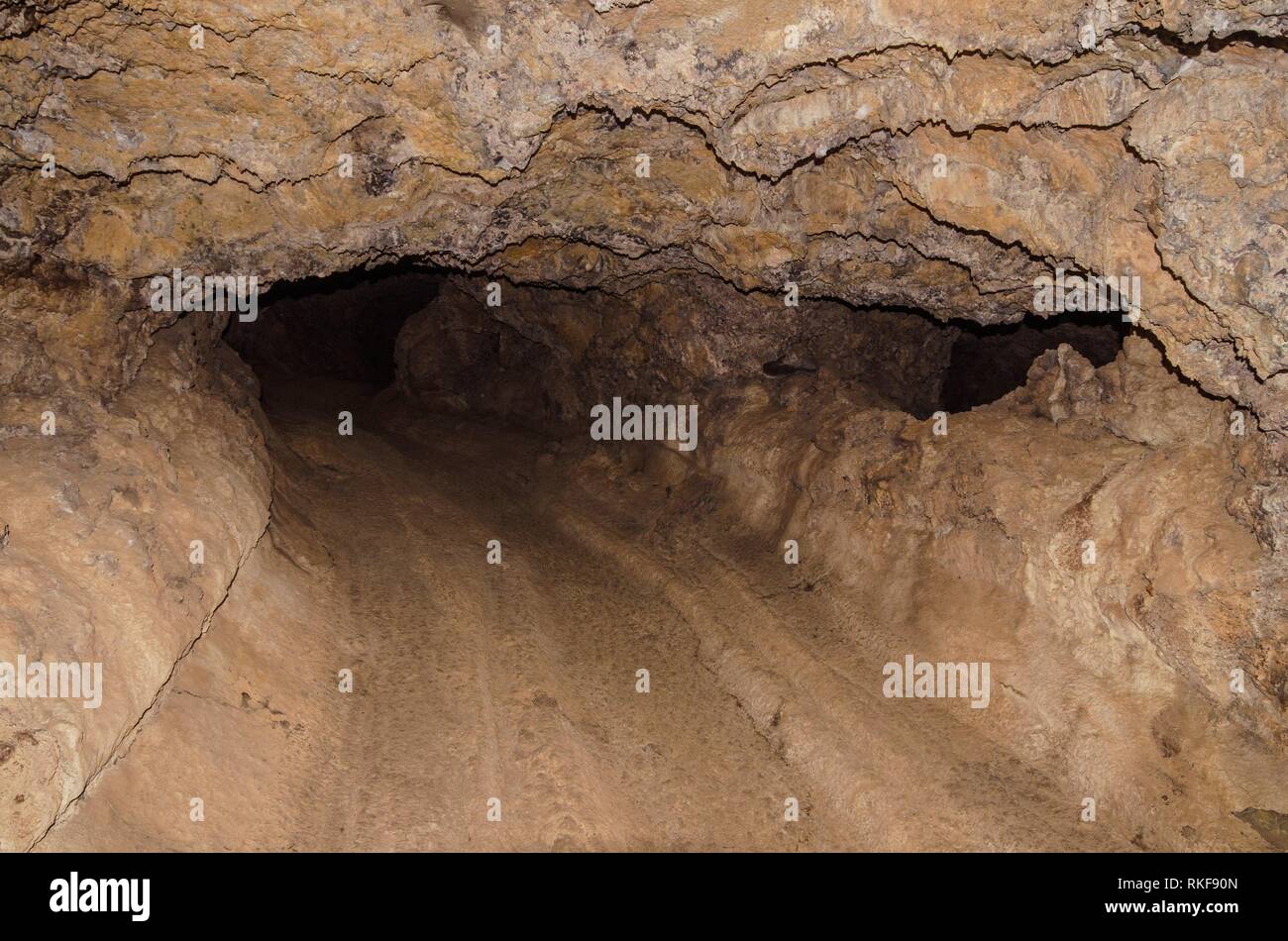 Volcanic cave in Tenerife, Canary islands, Spain. Stock Photo