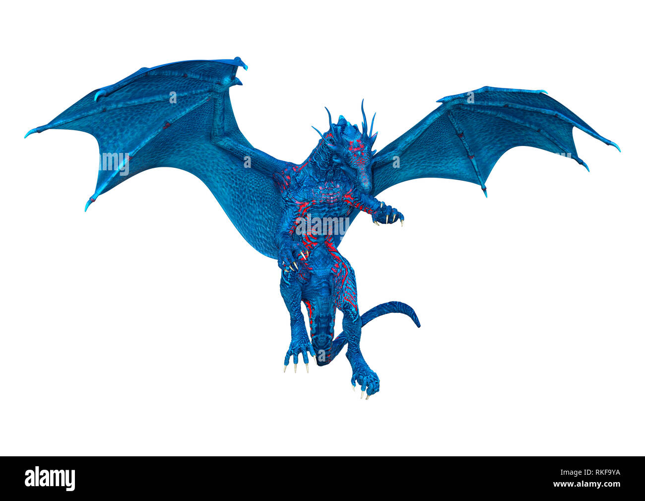 3D rendering of a blue fantasy dragon isolated on white background ...