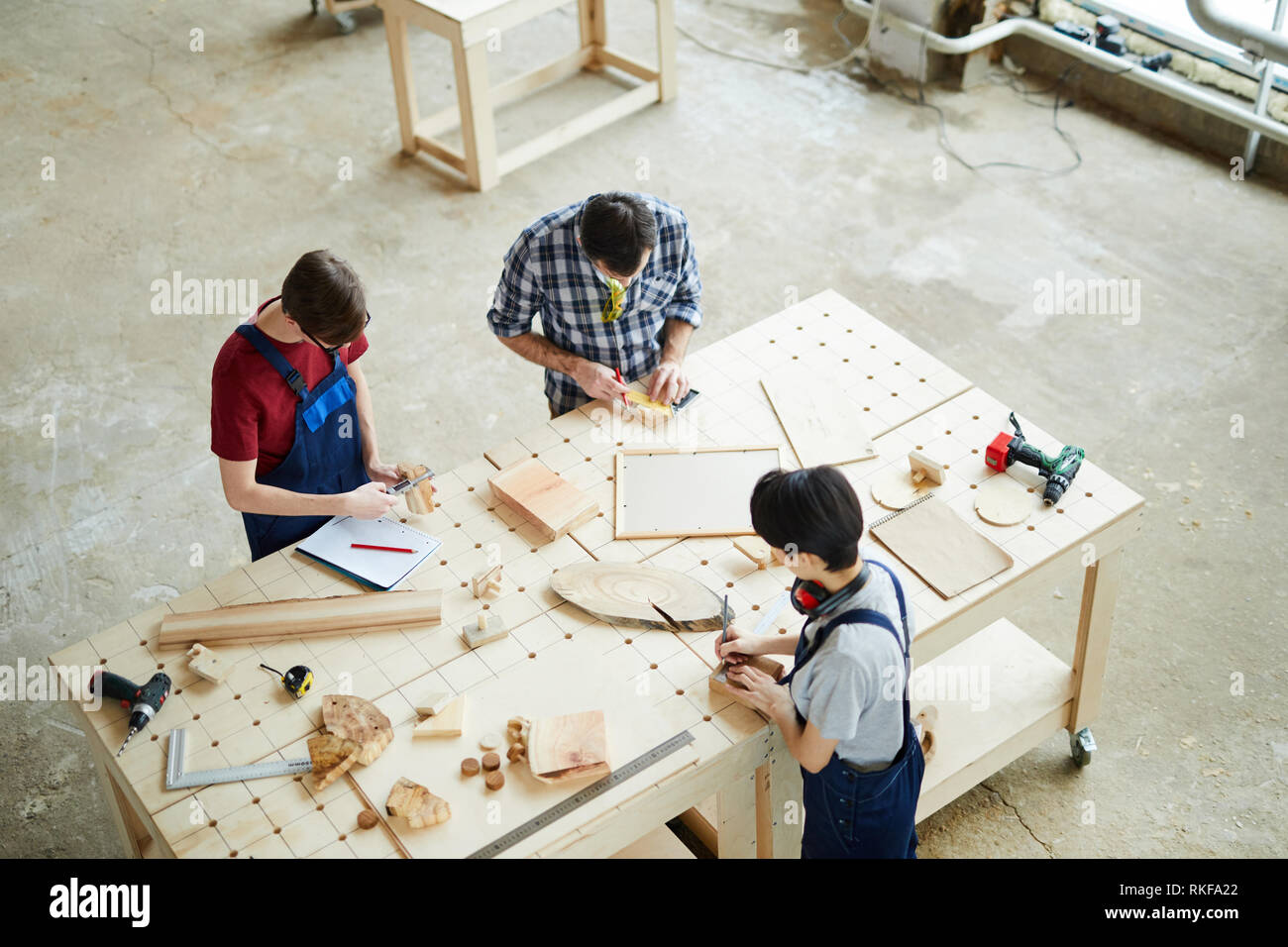 Making Wooden Frames In Workshop Stock Photo Alamy