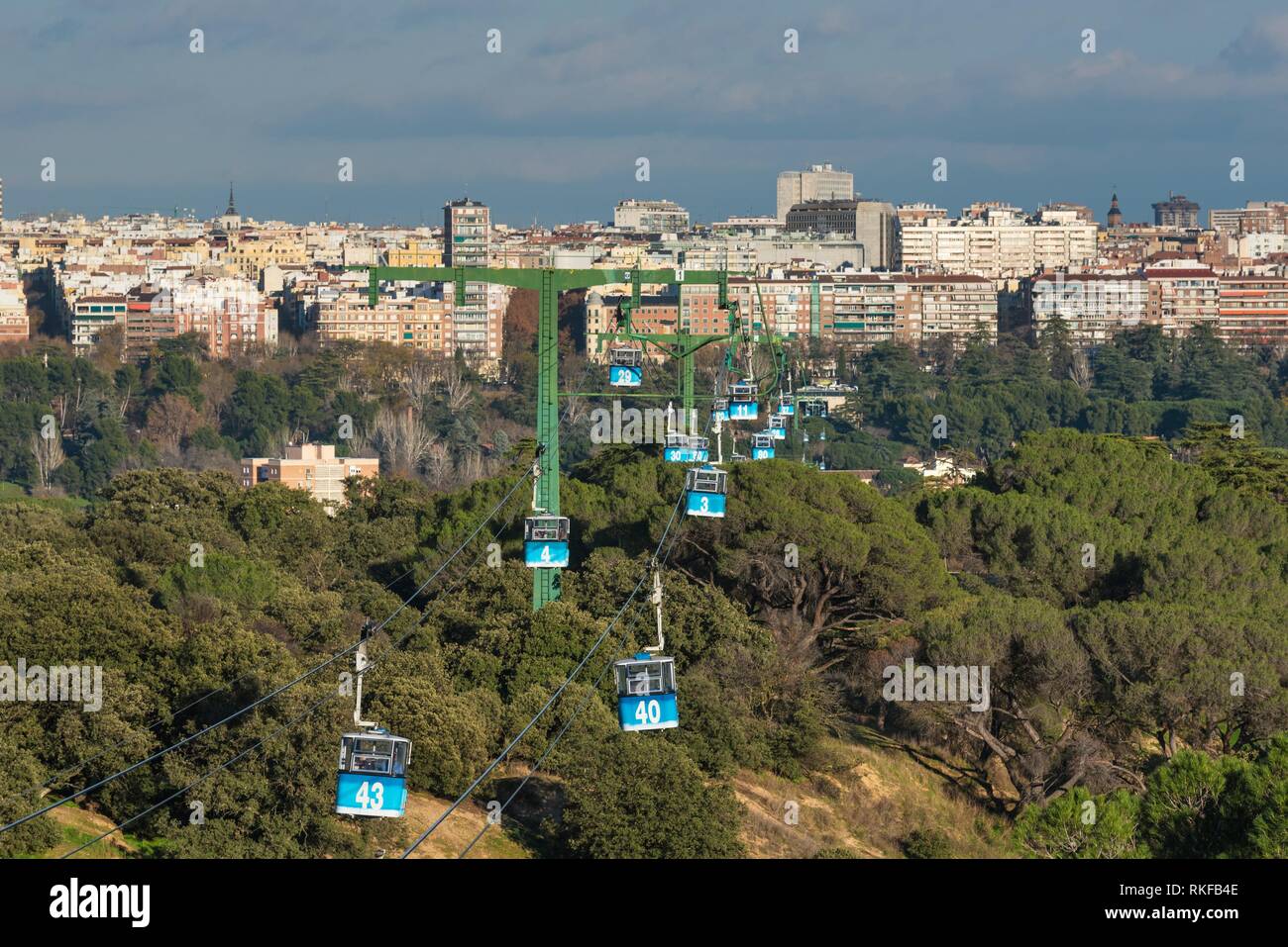 Cable Car Over Casa De Campo Park In Madrid Spain Stock Photo Alamy