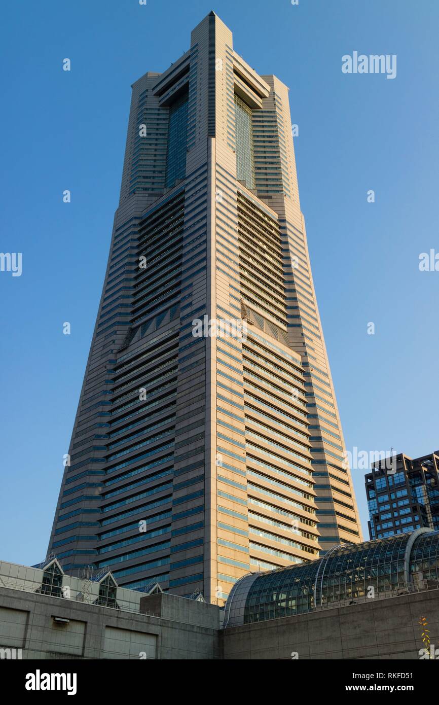 Yokohama Landmark Tower, second tallest skyscraper in Japan, in Minato mirai. Stock Photo